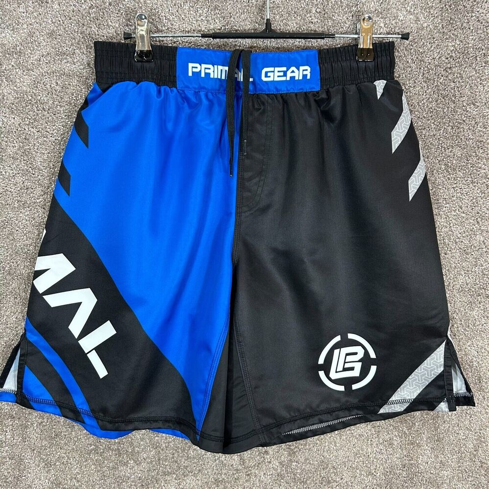 Primal‎ Gear Shorts Mens Large Black Blue Drawstring Elastic Waist Measures 30x9